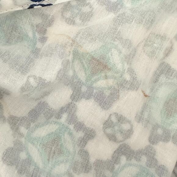 Lucky Brand Maxi Dress Long Smocked Tiered White Turquoise Ruffle Boho Medium - Picture 7 of 14